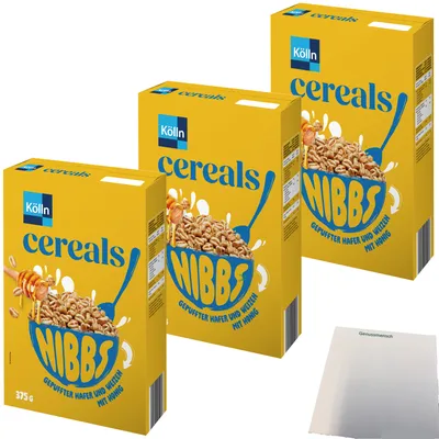 Produktbild von Kölln Cereals Nibbs Honig 3er Pack (3x375g Packung) + usy Block