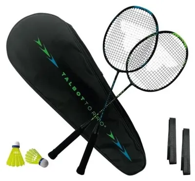 Immagine prodotto di Set da badminton - Racchette da badminton - Carbonio - 2 racchette con volani e borsa - 95 g per racchetta
