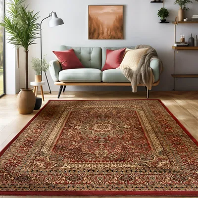 Produktbild von Simpex24 Orientalischer Teppich Wohnzimmer , Schlafzimmer , Esszimmer , Modern Boho Design Teppich , Rot - 1 Größe: 300 x 400 cm