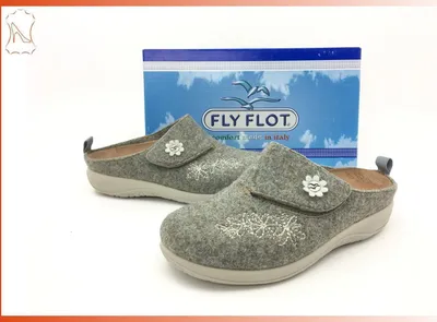 Produktbild von Fly Flot Damen Pantoffel beige, herausnehmbares Fußbett 36