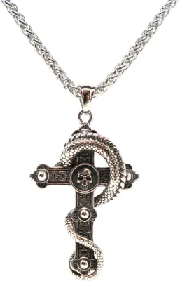 Produktbild von Lederkette Edelstahl 316 DRACHENKREUZ 60 cm Edelstahlkette