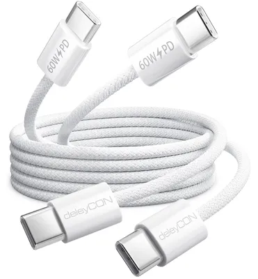 Produktbild von deleyCON 2x 0,5m USB C Kabel PD (60W Schnellladekabel) Kurzes 50cm USB-C auf USB-C Ladekabel Datenkabel für iPhone 17 16 15 Pro Max Air Galaxy S26 S25 S24 S23 iPad Pro MacBook Air Tablets Switch PS5