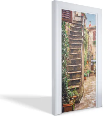 Produktbild von Türaufkleber Innentüren Selbstklebende Kreativ Wandsticker - Alte Steintreppe - 95 x 205 cm