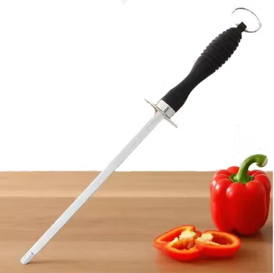 Produktbild von Wetzstahl - Messerschärfer - Edelstahl - Wetzstahl - 26CM - Wetzmesser - Scharfe Messer - CHPN