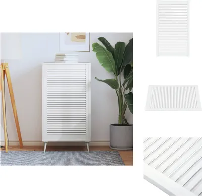 Zdjęcie produktu dla vidaXL Drzwi do szafy z żaluzją białe 99,3x59,4 cm lite drewno sosnowe - Drzwi do szafy