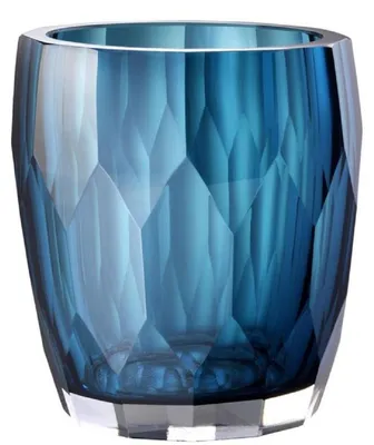 Produktbild von Casa Padrino Luxus Deko Glas Vase Blau Ø 12 x H. 14 cm - Luxus Qualität