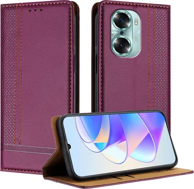 Obrázek produktu pro Pouzdro pro Honor 60 kožené flipové pouzdro s funkcí stojánku Fialová