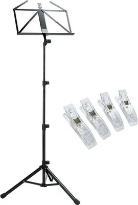 Image de K-M 10810 Pupitre à musique en acier noir avec 4 pinces à musique