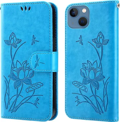 Produktbild von König Design Hülle kompatibel mit Apple iPhone 14 Plus Kunstleder Handyhülle - Handy Case Blau
