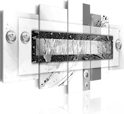 Produktbild von Leinwandbilder Abstrakt 200x100 cm Vlies Leinwandbild 5 tlg Kunstdruck modern Wandbilder XXL Wanddekoration Design Wand Bild - silber grau weiß Farbflecken 020101-165