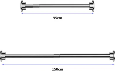 Produktbild von Duschvorhangstange Teleskop Klemm Vorhang Kleider Stange Duschvorhang Ständer Stange Edelstahl 95-150cm