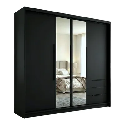 Produktbild von Geräumiger vier-türiger Kleiderschrank VIVO mit Schubladen und Metallgriffen – modernes Design