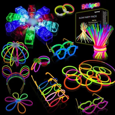 Produktbild von Knicklichter Neon Party Set 246 Stück mit Fingerlichtern