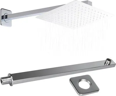 Zdjęcie produktu dla Ramię prysznicowe ze stali nierdzewnej 40 cm, montaż naścienny, ramię przedłużające, przyłącze G1/2