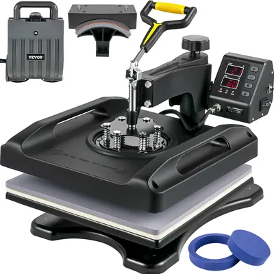Produktbild von VEVOR Transferpresse 5 in 1 Hitzepresse 38 x 38 cm Hitzepresse Maschine DIY T-Shirtpresse mit Digitaler LED-Temperatur- und Zeitkontrolle für Sublimation Becher T-Shirt Platte Kappe Hut