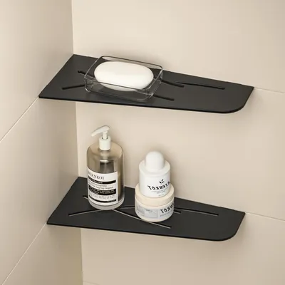 Produktbild von Eck Duschregal SUS304 Edelstahl Mattschwarz 2er Pack 254mm