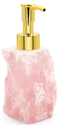 Immagine prodotto di Distributore di sapone in quarzo rosa – Riempito con pietra naturale e dotato di pompa