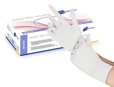 Produktbild von Meditrade Gentle Skin sensitive Latex Untersuchungshandschuhe Gr. M