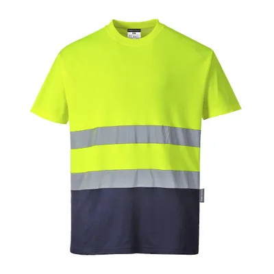 Obrázok produktu pre Portwest S173 Dvojfarebné bavlnené pohodlné tričko Yellow/Navy Veľkosť 4XL