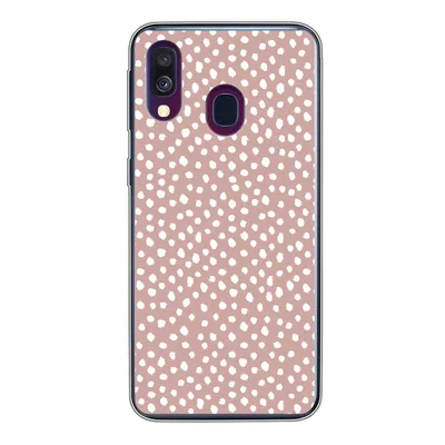 Produktbild von MuchoWow® Handyhülle Schutzhülle Hülle für Samsung Galaxy A40 Polka dots - Weiß - Rosa Silikon Softcase Handy Hülle - Handy-Tasche
