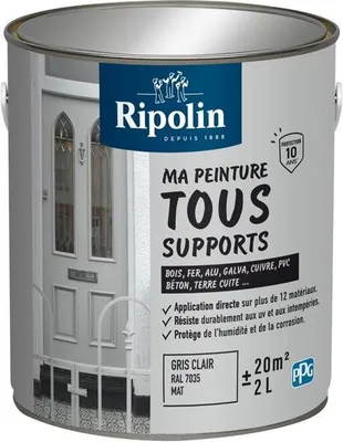Obrázek produktu pro Víceúčelová barva, světle šedá RAL 7035, matná, Ripolin, 2 l