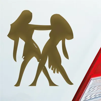 Produktbild von Auto Aufkleber Sternzeichen Zwilling Twins PKW Car KFZ Roller 9x10 cm Gold Sticker Heckscheibenaufkleber