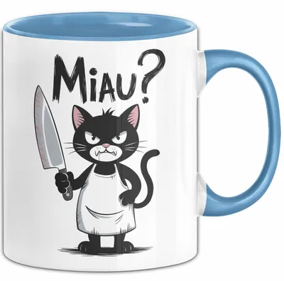 Produktbild von Sarkastische Katze Tasse Geschenk Lustige Geschenkidee Miau (Blau)