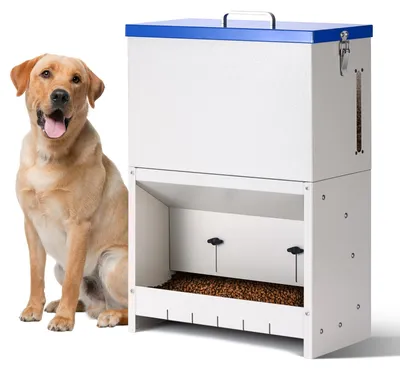 Hundefutterspender, 10 kg, verzinkter Stahl, Schwerkraft, für große Hunde