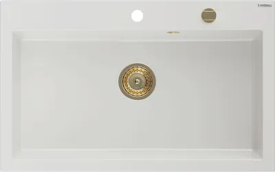 Obrázok produktu pre Granitový drez Mexen Elix, 1 misa 800 x 500 mm, biely, zlatý sifón - 6527801005-20-G