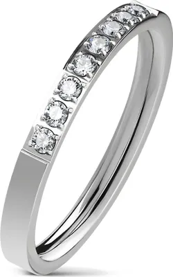 Produktbild von viva-adorno Gr. 50 (15,9 mm Ø) Damen Ring Verlobungsring Edelstahl mit Zirkonia Band RS57,Silber Kristall Halbkreis,