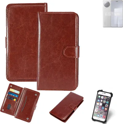 Produktbild von K-S-Trade 360° Hülle kompatibel mit Xiaomi Civi 3 braun Kunstleder Case BookCase WalletCase Kunstlederederhülle Handyhülle, Rundumschutz Bumper