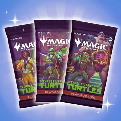 Imagen del producto de 3x Magic: The Gathering – Booster Pack de Tortugas Ninja Mutantes | Alemán | Incluye 14 cartas + protección de envío Heartforcards®