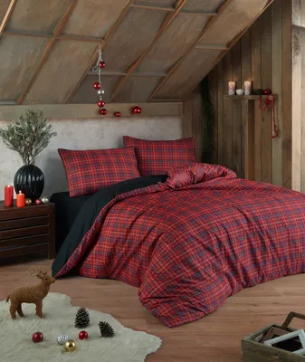Produktbild von L'Essentiel Linge de Maison, Iskoç - Red, Super-King-Size-Bettbezug-Set (EU) (IT), 65 % BAUMWOLLE / 35 % POLYESTER, Rot, 260 x 220 cm
