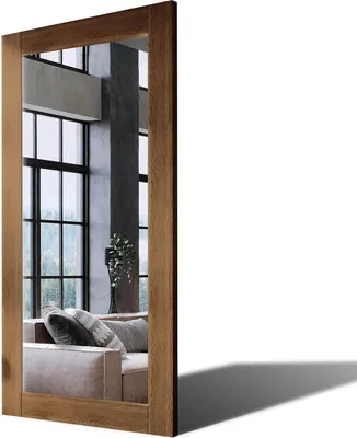 Produktbild von 80x190 Rechteckig Rustikale Wandspiegel mit Rahmen massivholz Eichenholz Vertikal | Individuell Spiegel Nach Maß | PLDR224 Oak Brown Glatte Oberfläche