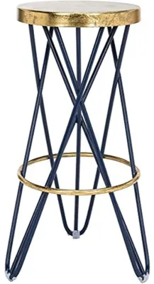 Produktbild von Safavieh Jonatan Barhocker, lackiertes Metall, Blau / Gold,45 X 45 X 76.2 cm