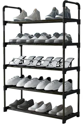 Productafbeelding van Schoenenrek, metaal, 5 niveaus, stapelbaar, roestbestendig, geschikt voor 12 paar schoenen