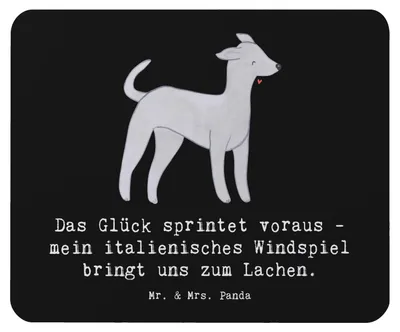 Produktbild von Mr. & Mrs. Panda Mouse Pad Italienisches Windspiel Glück - Schwarz - Geschenk, pc mausunterlage, Hund, Mousepad, Hunderassen Charakter, mausteppich, unbeschwertes Leben