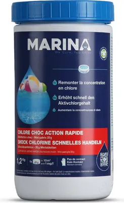 MARINA Multifunktions-Chlor Tabletten – 4-in-1 Für Pool 10-15 M³, Algen-Schutz, Klärt Wasser