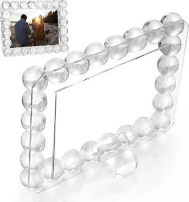 Produktbild von Transparenter Kristallkugel-Fotorahmen (5x7 Zoll) – Enthält 24 elegante Kristallkugeln, eine exquisite Tischdekoration.