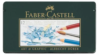 Image de Faber-Castell 117512 Crayon aquarelle d'artiste ALBRECHT DÜRER®,12 couleurs assorties en étui métallique