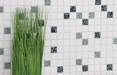 Produktbild von Handmuster Mosaikfliese Keramikmosaik weiß schwarz grau struktur Boden Bad MOS18-0307_m