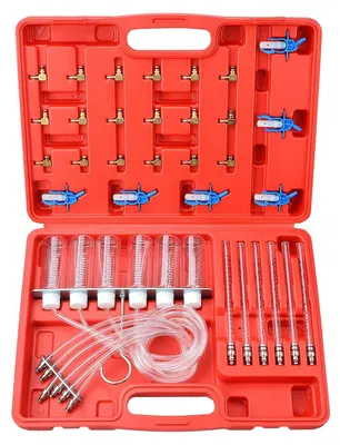 Produktbild von Durchflussmesser Injektortester Common Rail Prüfset - 24 Injektoradapter - 6 Messbecher 105 ml - 6 Schläuche 650 mm