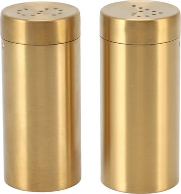 Produktbild von Goldene Edelstahl Salz- und Pfeffermühlen - Set von 2, Gewürzglas Würzflasche - Kann mit Salzpulver gefüllt werden