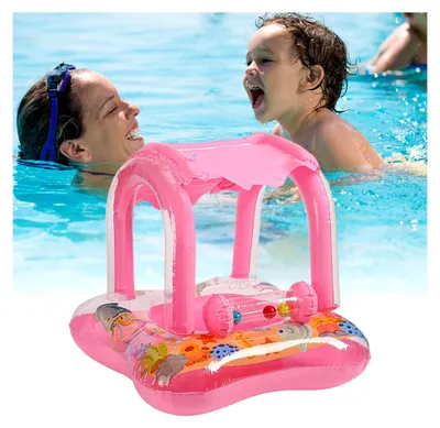 Produktbild von Baby Schwimmring mit Sonnenschutz - Aufblasbare Schwimmhilfe für Kleinkinder