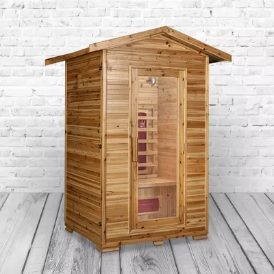 Immagine prodotto di Cabina a infrarossi PureHaven 120x120x210 cm in legno di hemlock canadese Sistema audio Bluetooth Timer Light therapy in 4 colori Controllo digitale