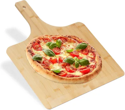 Productafbeelding van Pizzaschep XXL bamboe - Rechthoekige pizzaspatel - 50 x 38 cm - Afgeronde hoeken - Ovenschep - Natuur