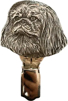 Image de Chien pékinois - broche avec clip, porte-numéro de départ, pin's argenté pour exposition canine de la marque Art-Dog