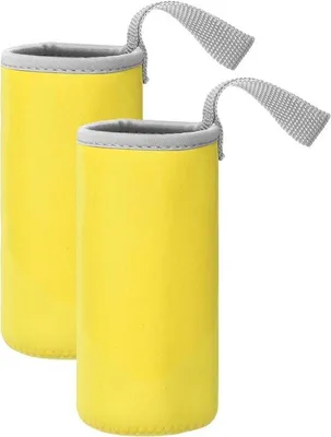 Produktbild von Gelbe Neopren-Flaschenhüllen 2er-Set für 12 oz Flaschen mit Griff