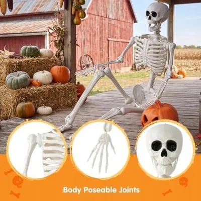 Zdjęcie produktu dla Szkielet halloween 150 cm ruchomy biały dekoracja na imprezę