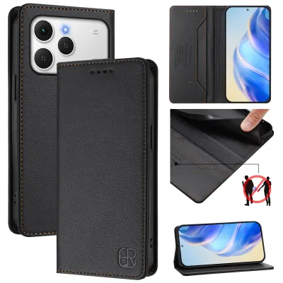 Produktbild von Lederhülle für Tecno Spark 40 4G Hülle Flip Brieftasche Kartenfächern Ständer Schutzhülle Schwarz